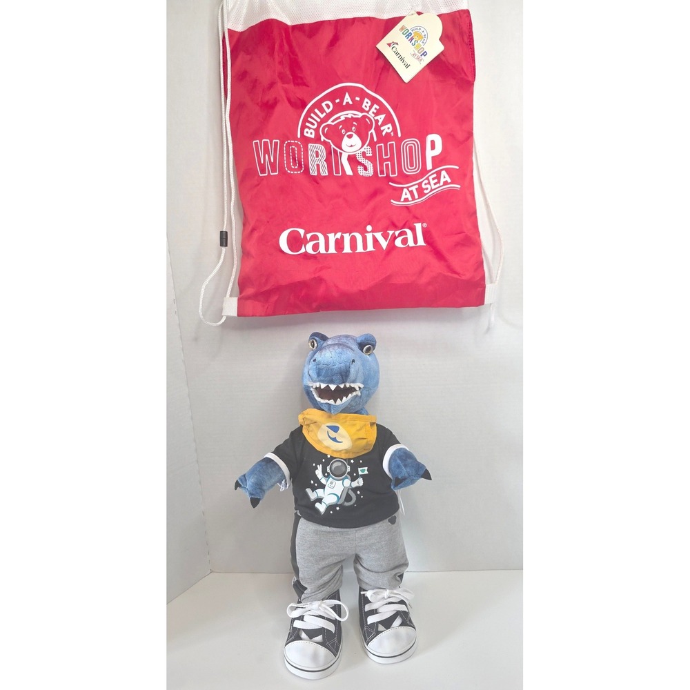 Build-A-Bear Carnival Cruise At Sea Blue T-Rex Astronaut Plush with Bag 17in
